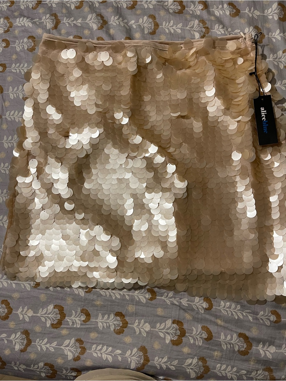 Alice Blue Champagne Sequin Mini Skirt